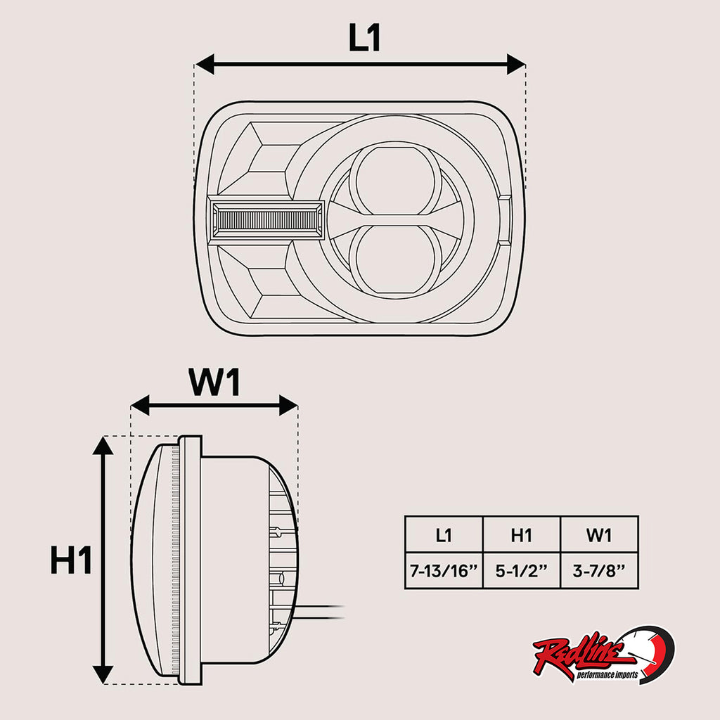 Universal 5x7 LED Bronco Style Headlight Hi/Lo with DTRL & Turn Signals