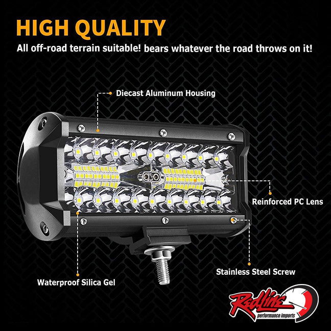 7" Three Row LED Flood / Spot Light Bar - 60W