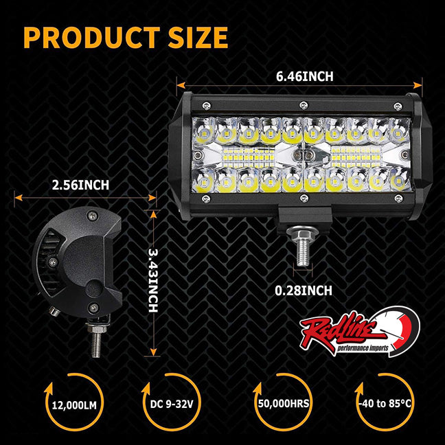 7" Three Row LED Flood / Spot Light Bar - 60W