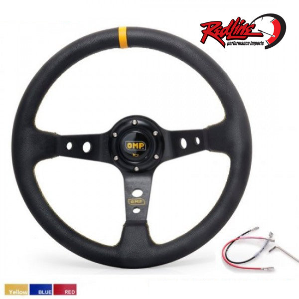 350mm OMP Style Deep Dish PVC Steering Wheel with Horn Button