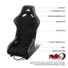 J2 Engineering Fixed Back Racing Seat with Brackets and Slider - Black/Grey