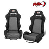 J2 Engineering Reclineable Grey Quilted Bucket Seats - PAIR with sliders