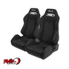 NRG Type R Style Reclineable Bucket Seats - Black Suede PAIR