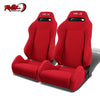 NRG Type R Style Reclineable Bucket Seats - Red Fabric PAIR