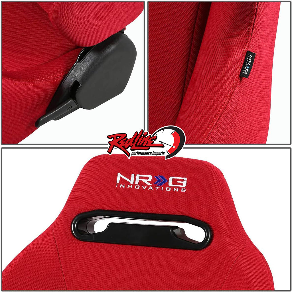 NRG Type R Style Reclineable Bucket Seats - Red Fabric PAIR