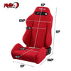 NRG Type R Style Reclineable Bucket Seats - Red Fabric PAIR