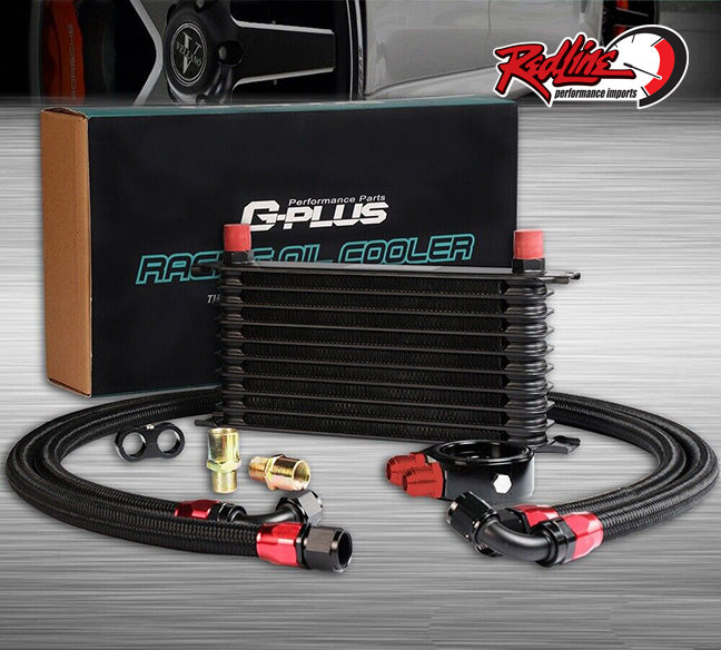 Universal 10 Row Oil Cooler Kit with Lines & Adapter