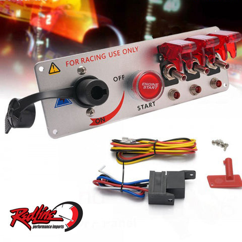 12V Racing Switch Panel with Battery Kill & Push Start