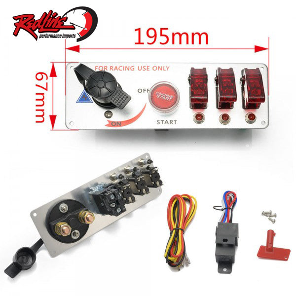 12V Racing Switch Panel with Battery Kill & Push Start