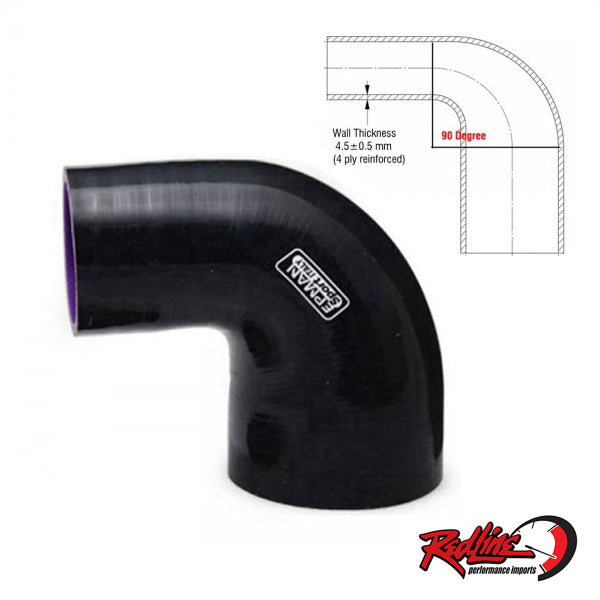 Reducing Silicone 90 Degree Bend - 4 Ply Black