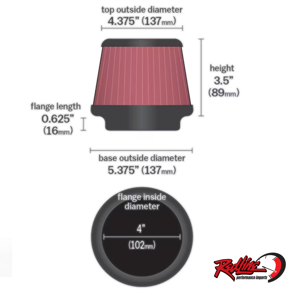 K&N Universal 4" Inlet Air Filter - 3.5" Compact Height