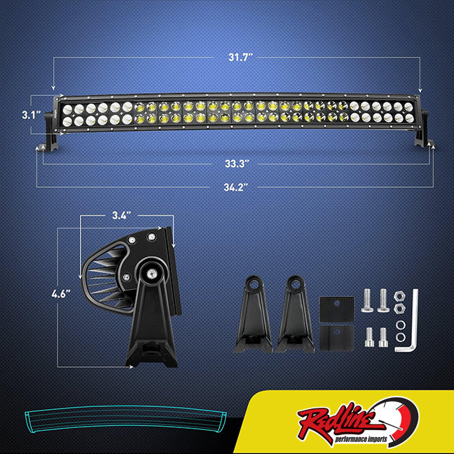 Nilight 32" 180W Spot/Flood Combo Curved Light Bar