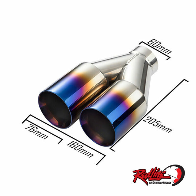 2.5" ID with Dual 3" OD Straight Cut Burnt Exhaust Tip