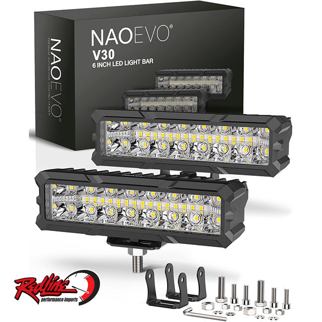 NAOEVO 6 inch Led Light Bar Spot & Flood, 50W - PAIR