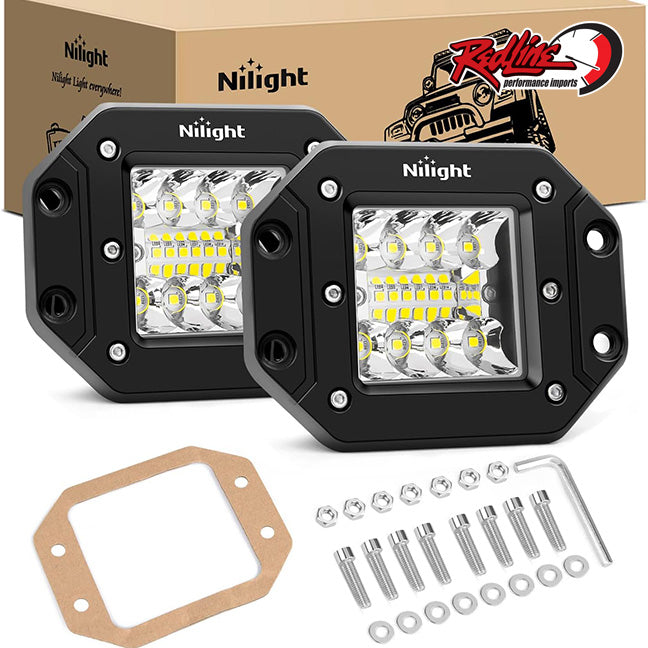 Nilight Flush Mount Spot/Flood LED Light Pod - PAIR