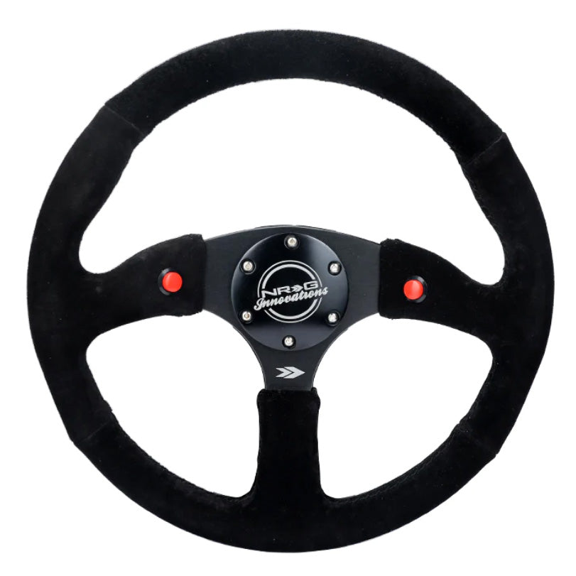 NRG DUAL BUTTON 350mm 2" Deep Comfort Grip Suede Steering Wheel