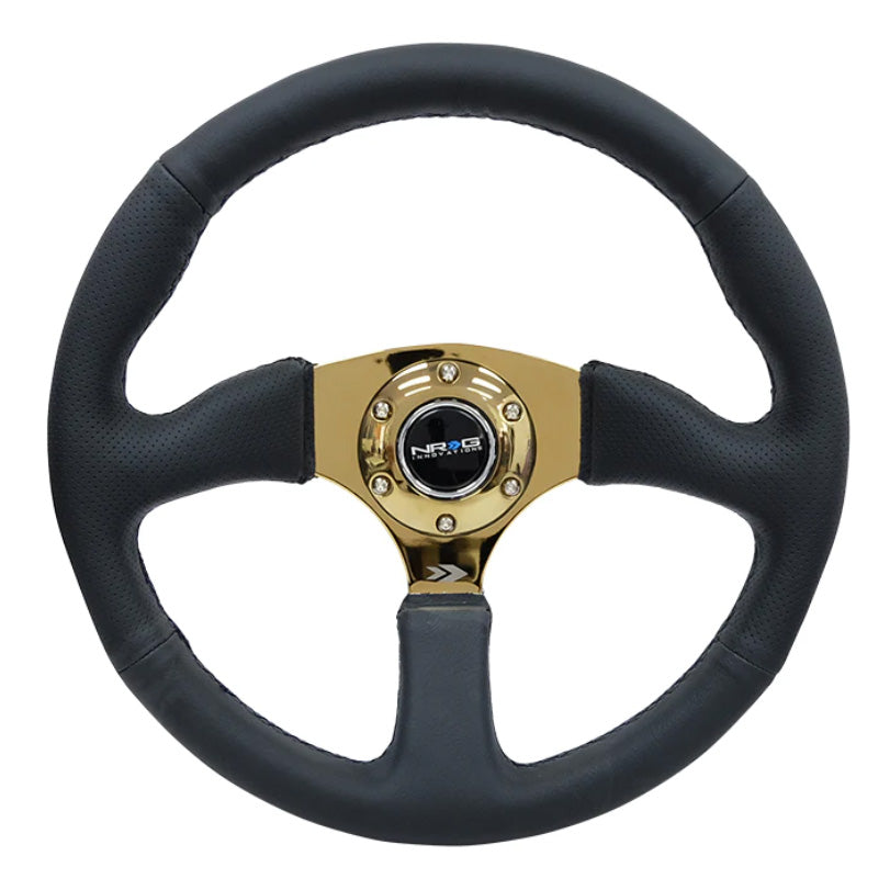 NRG GOLD 350mm 2" Deep Comfort Grip Leather Steering Wheel