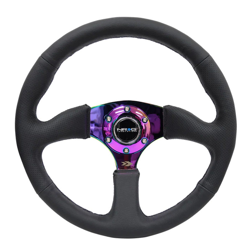 NRG NEOCHROME 350mm 2" Deep Comfort Grip Leather Steering Wheel