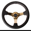 NRG GOLD 350mm Baseball Stitching Leather Deep Dish Reinforced Steering Wheel