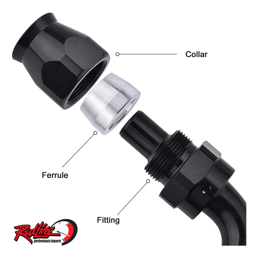 6AN / 8AN PTFE 180 DEGREE ALUMINUM FITTING