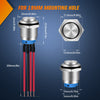 19mm Push Button Stainless Steel LED Switch - 4pin