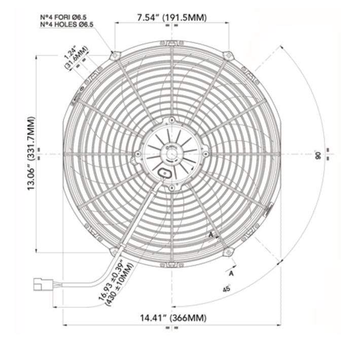 SPAL 14" S-Blade Puller Electric Fan - 1864CFM