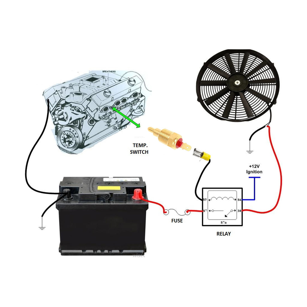 Universal Fan Temperature Switch - 185° On, 175° Off - 3/8" Thread Pitch