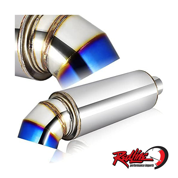 Universal N1 Style Turn Down Burnt Tip Muffler - 2.5" Inlet / 4"Tip with Removable Silencer