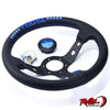 VERTEX 325mm Leather Deep Dish Steering Wheel - Blue