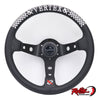 VERTEX 325mm Leather Deep Dish Steering Wheel - Checkered White