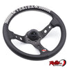 VERTEX 325mm Leather Deep Dish Steering Wheel - Checkered White